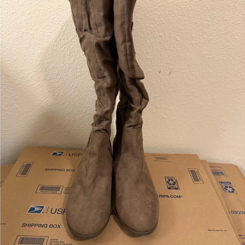 So‎ Sweater Sloth Stylish Brown Knee-High Boots